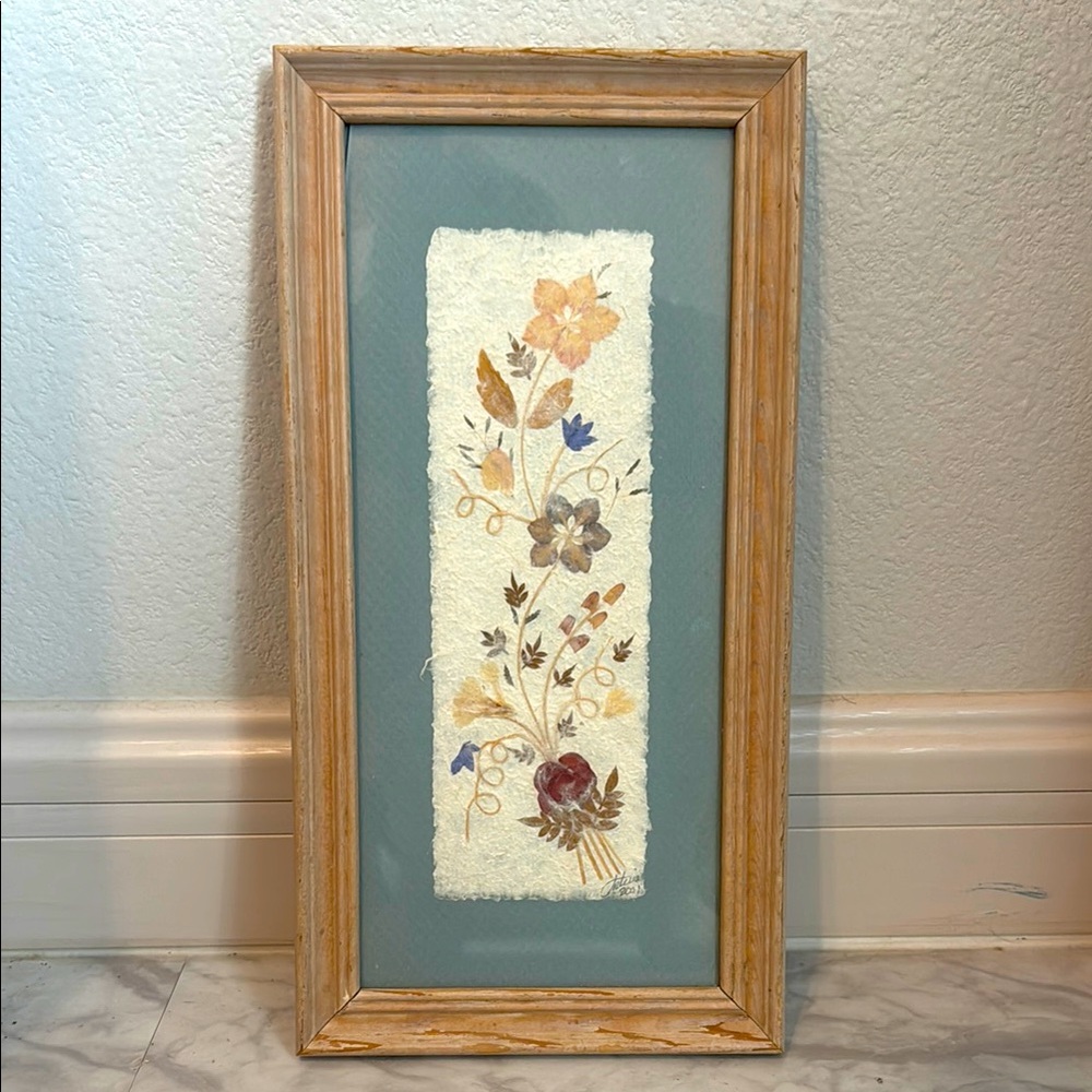 Floral Pressed Art in Wooden Frame